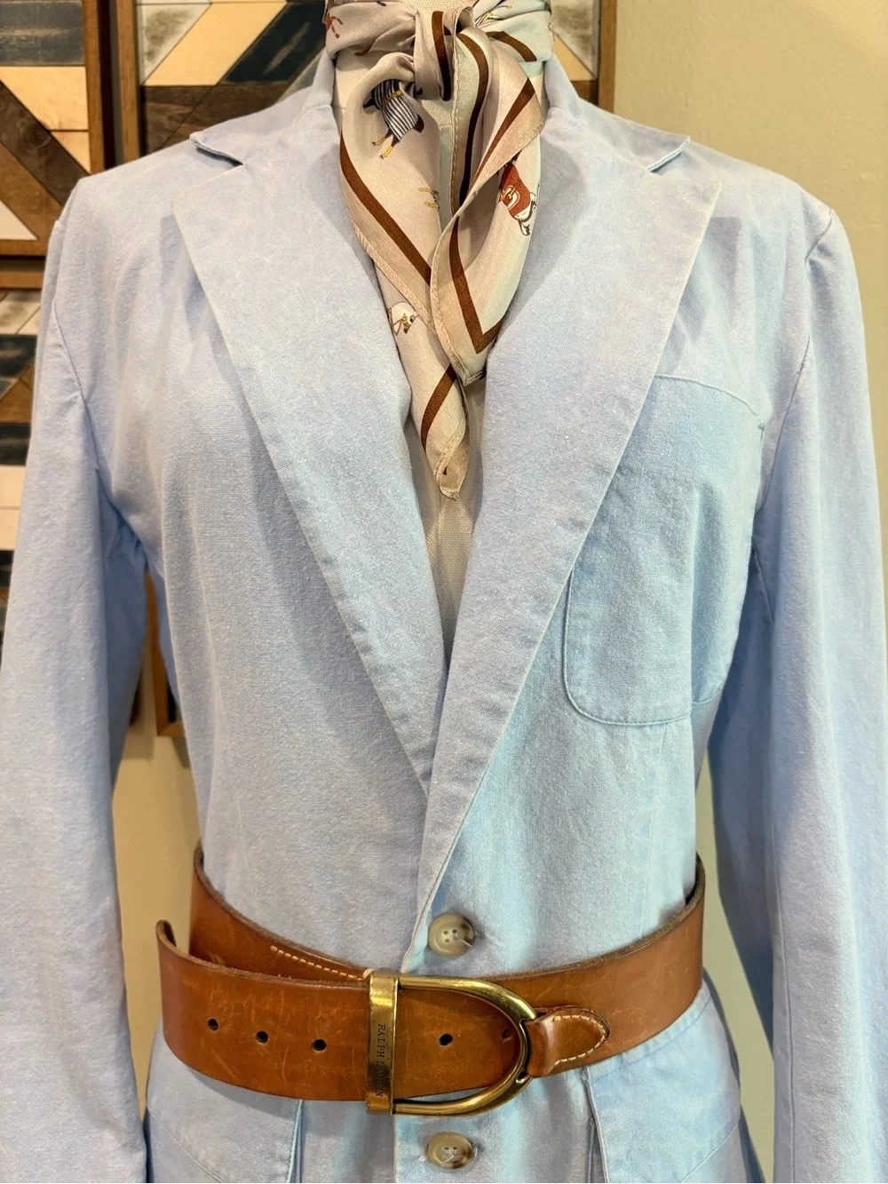 Vintage Ralph Lauren 80s Light Blue Women's Denim Blazer Jacket size Medium - Picture 2 of 15